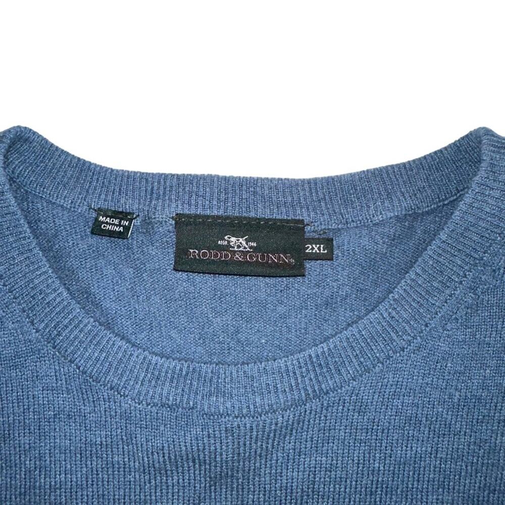 NWOT Rodd & Gunn Queenstown Wool Cashmere Crew Neck Blue Sweater 2XL - Picture 5 of 8